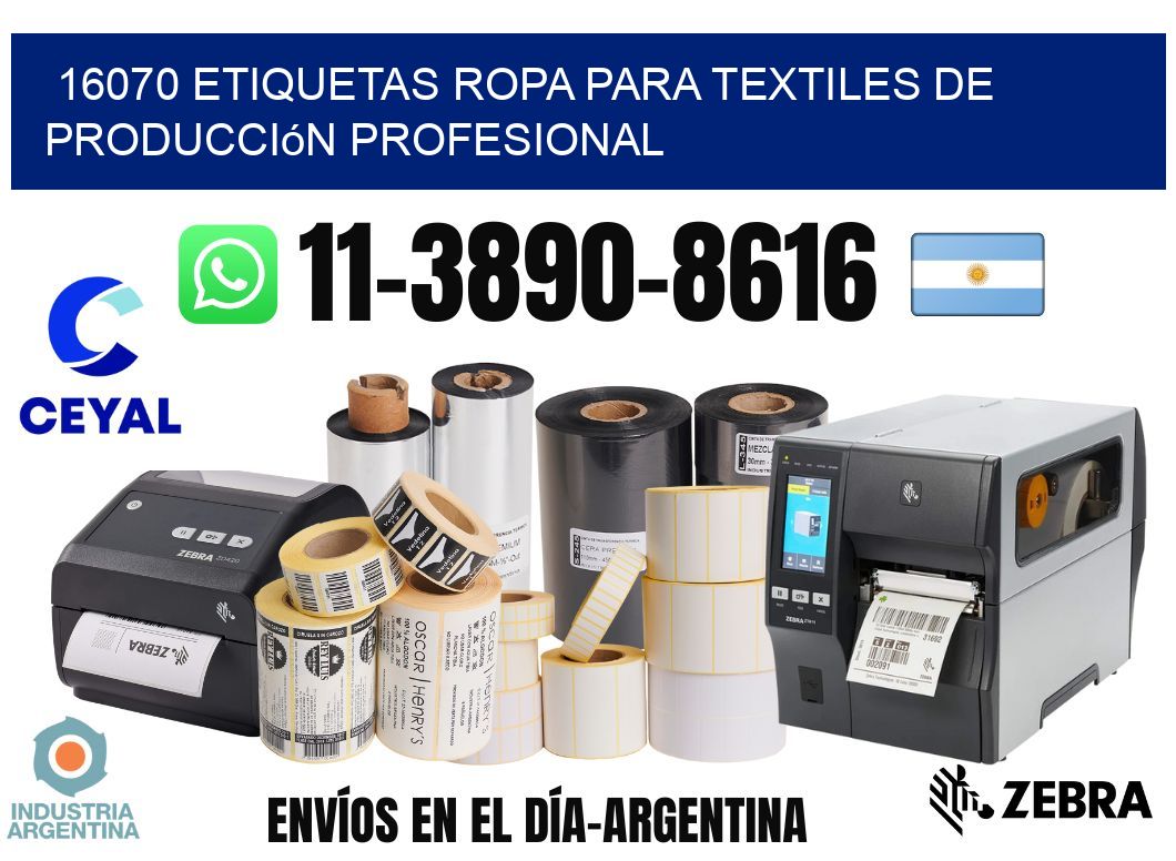 16070 Etiquetas ropa para textiles de producción profesional