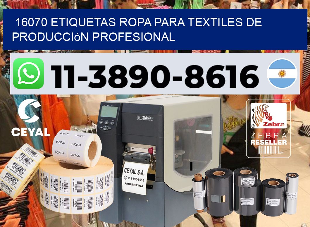16070 Etiquetas ropa para textiles de producción profesional