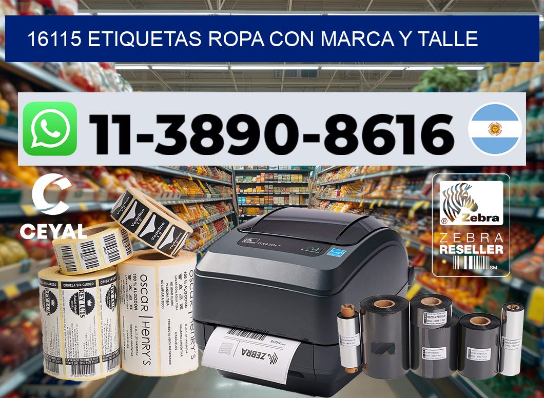 16115 Etiquetas ropa con marca y talle