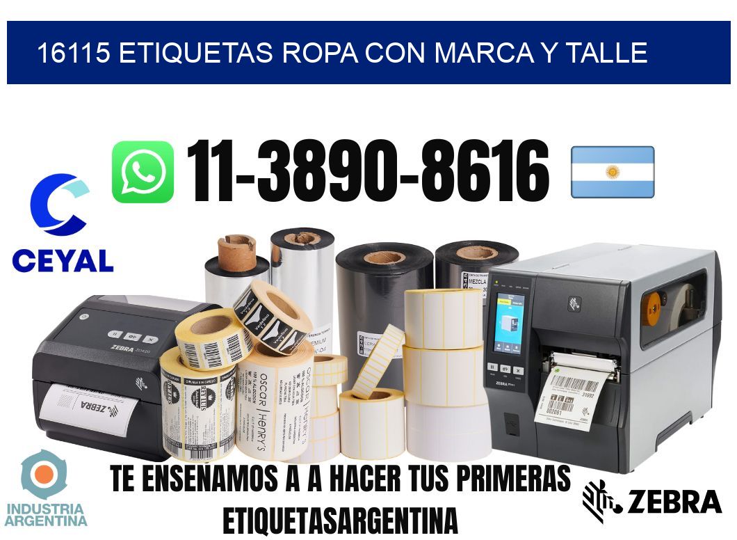 16115 Etiquetas ropa con marca y talle