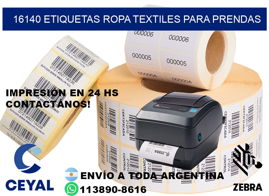 16140 Etiquetas ropa textiles para prendas