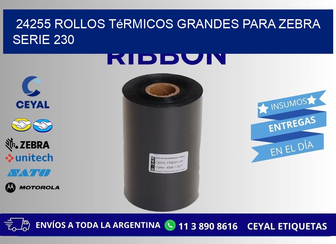 24255 rollos térmicos grandes para zebra serie 230