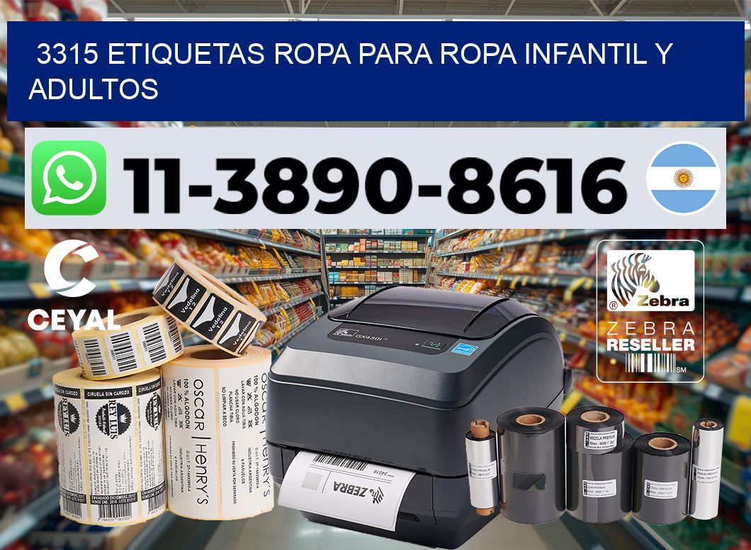 3315 Etiquetas ropa para ropa infantil y adultos