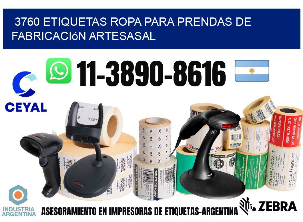 3760 Etiquetas ropa para prendas de fabricación artesasal