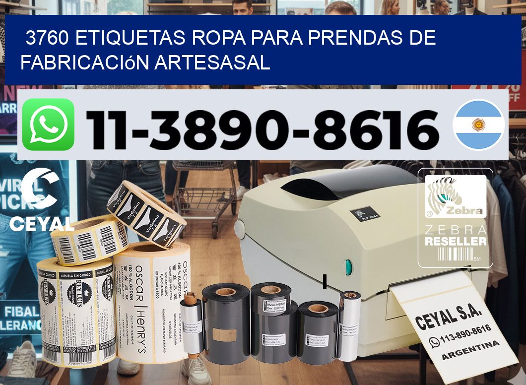 3760 Etiquetas ropa para prendas de fabricación artesasal
