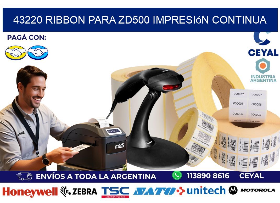 43220 ribbon para zd500 impresión continua