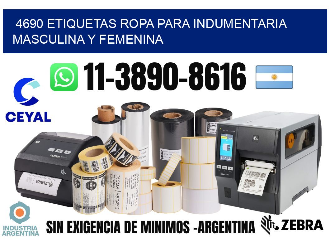 4690 Etiquetas ropa para indumentaria masculina y femenina