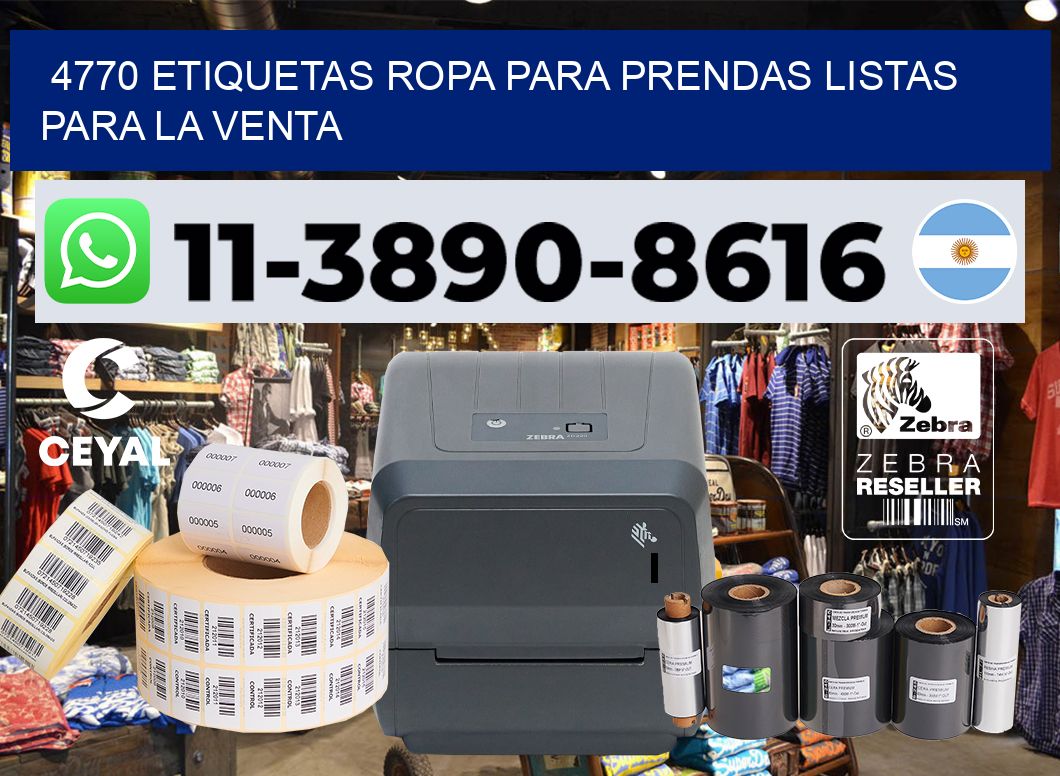4770 Etiquetas ropa para prendas listas para la venta