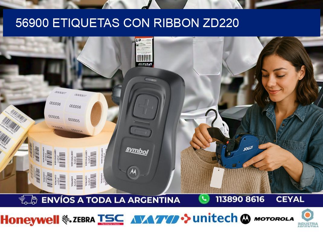 56900 etiquetas con ribbon zd220