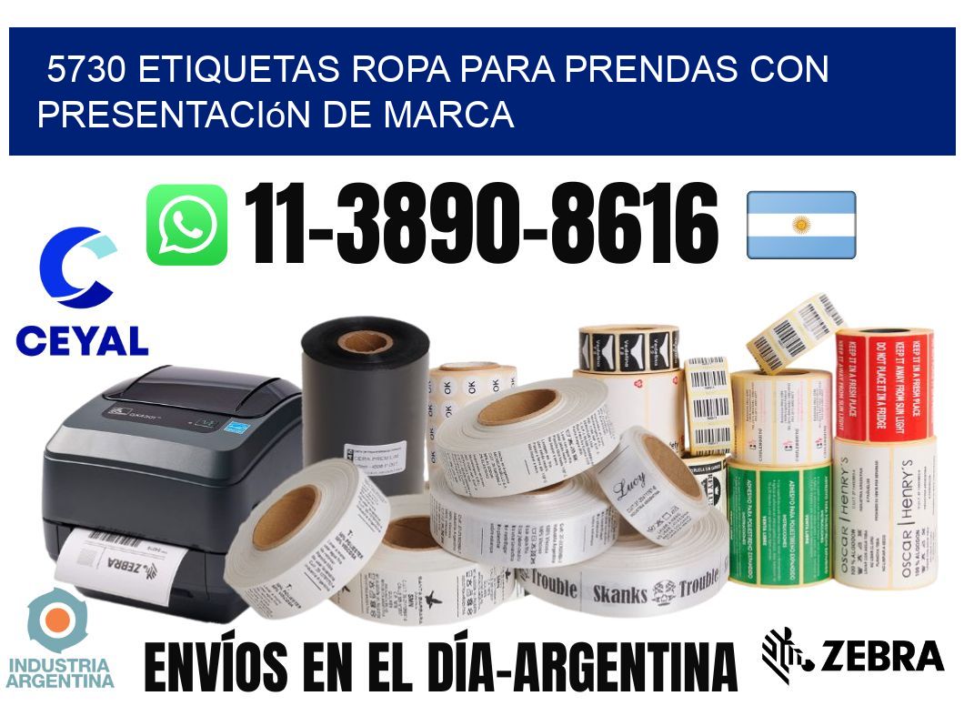 5730 Etiquetas ropa para prendas con presentación de marca