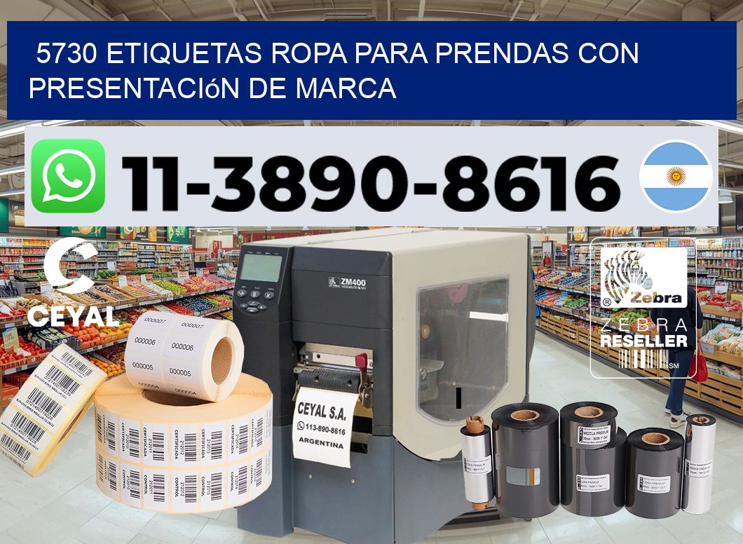 5730 Etiquetas ropa para prendas con presentación de marca