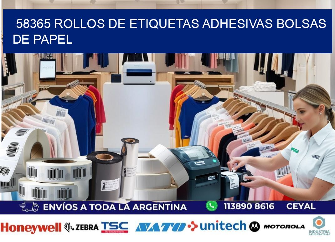 58365 rollos de etiquetas adhesivas bolsas de papel