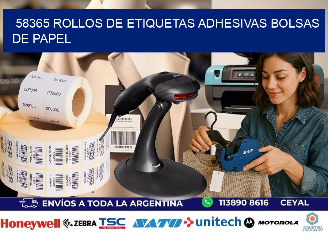 58365 rollos de etiquetas adhesivas bolsas de papel