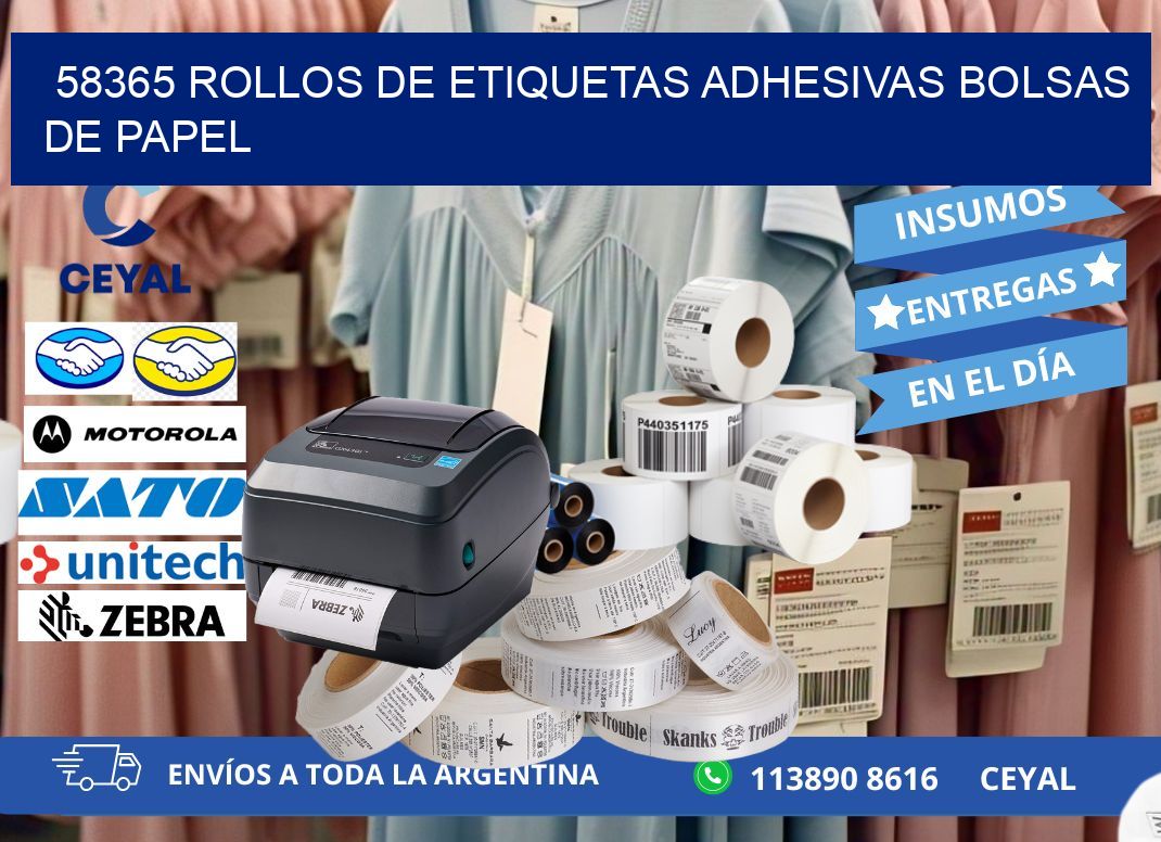 58365 rollos de etiquetas adhesivas bolsas de papel