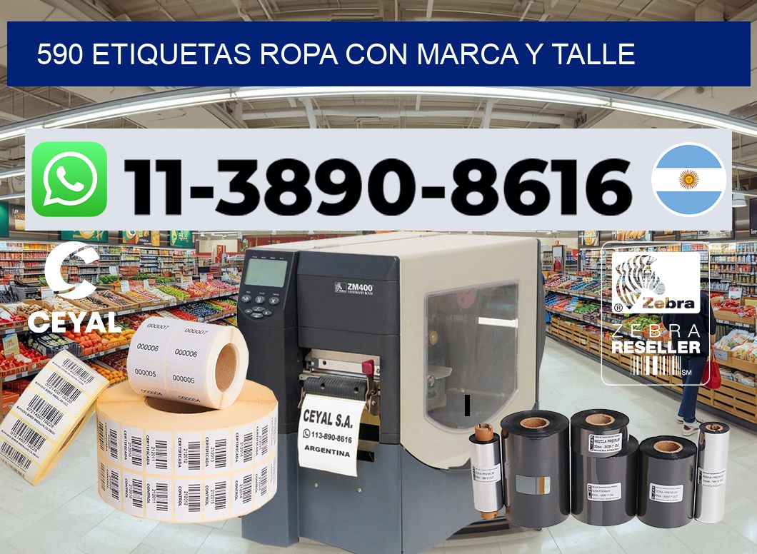 590 Etiquetas ropa con marca y talle