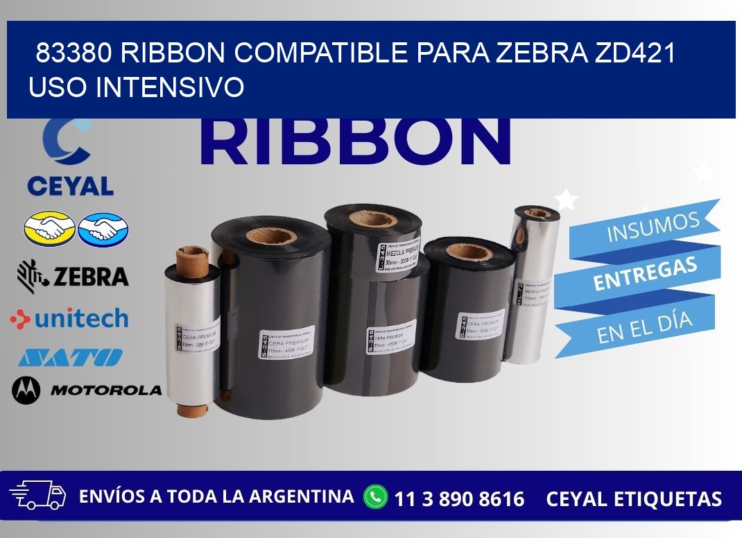 83380 ribbon compatible para zebra zd421 uso intensivo