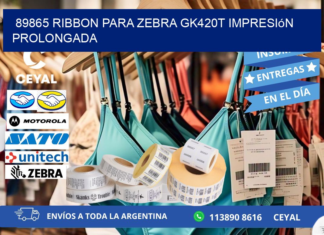 89865 ribbon para zebra gk420t impresión prolongada