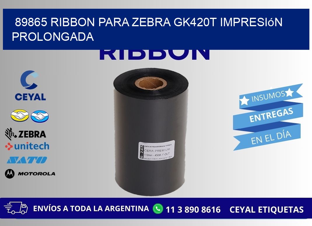 89865 ribbon para zebra gk420t impresión prolongada