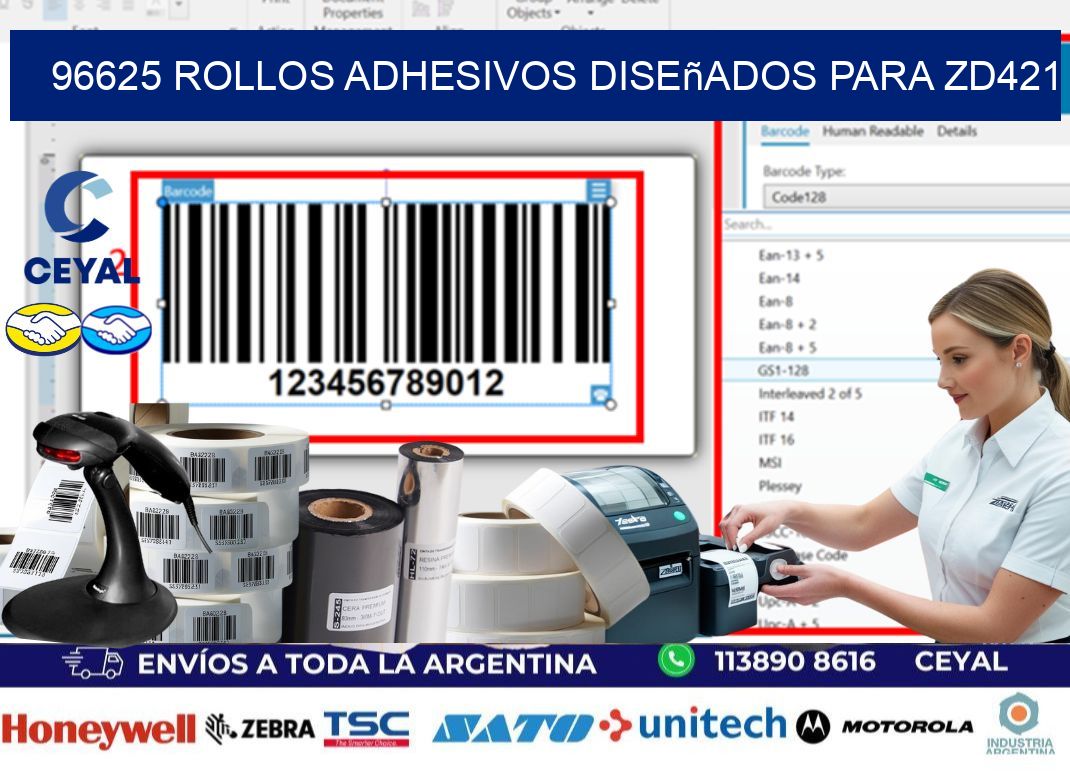 96625 rollos adhesivos diseñados para zd421