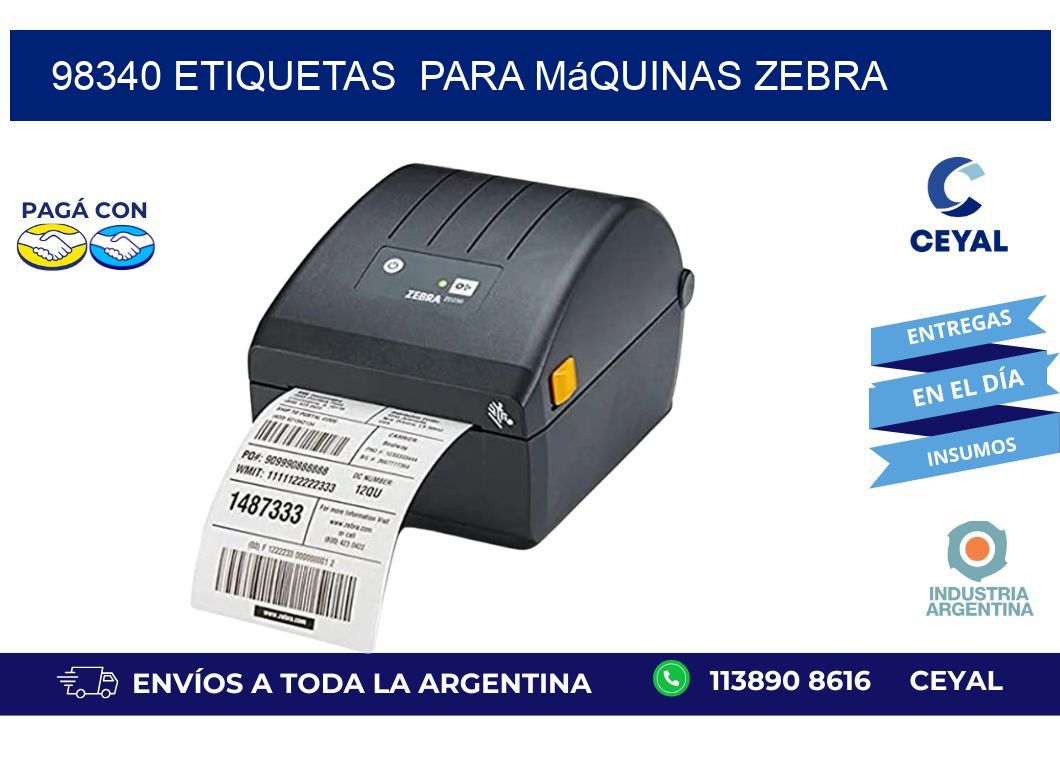 98340 etiquetas  para máquinas Zebra