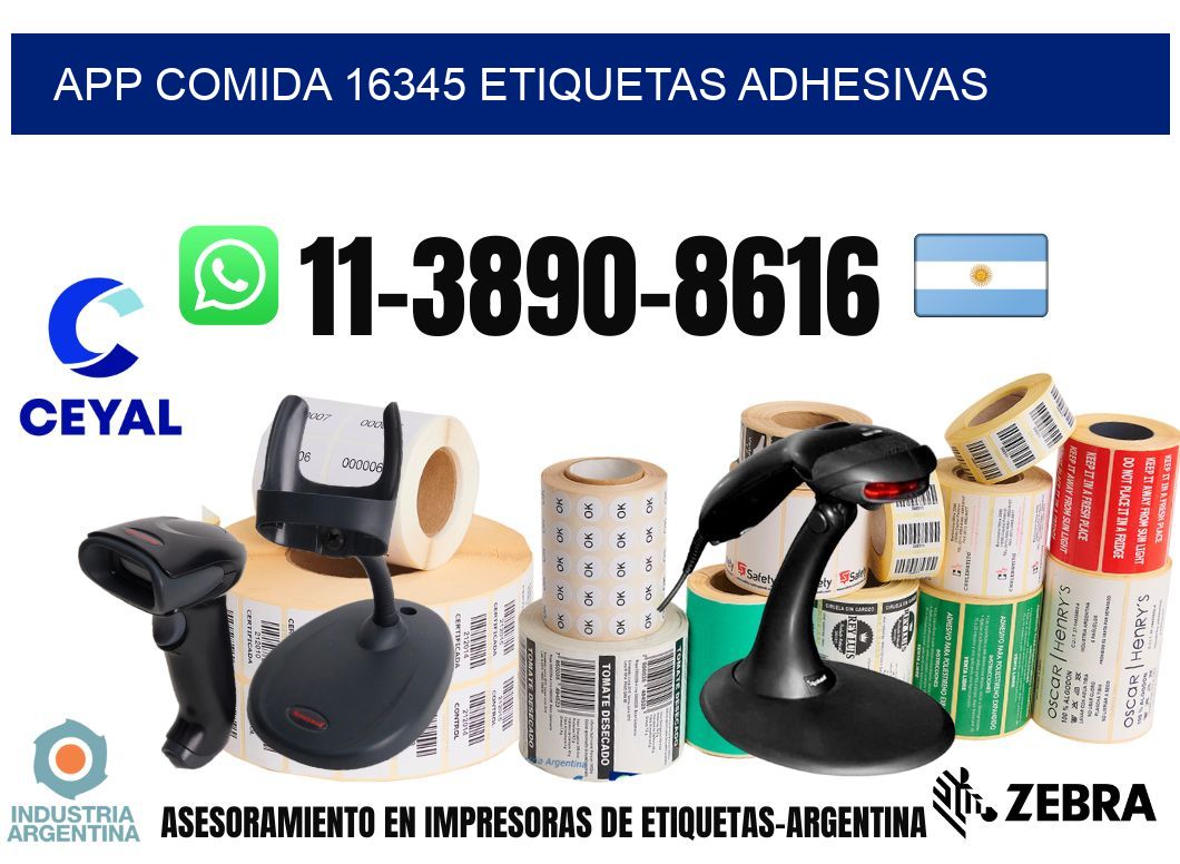App comida 16345 etiquetas adhesivas