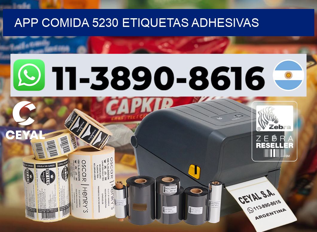 App comida 5230 etiquetas adhesivas