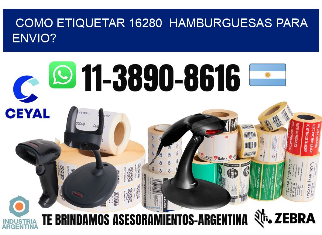 como etiquetar 16280  hamburguesas para envio?