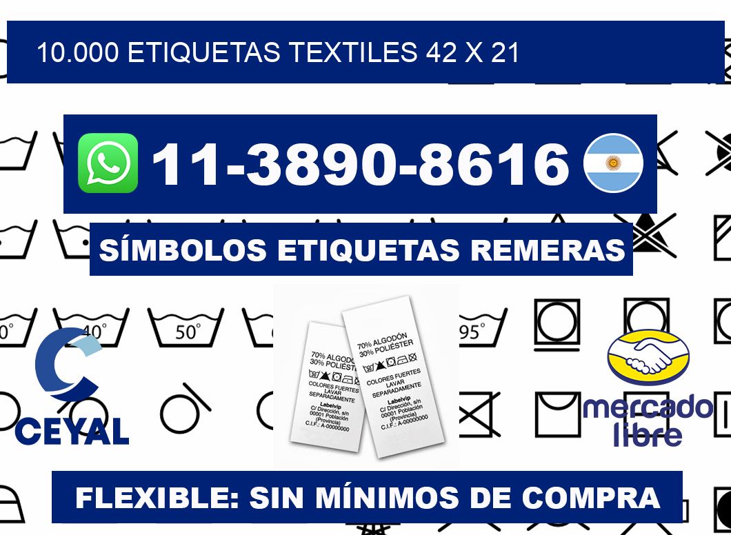 10.000 ETIQUETAS TEXTILES 42 x 21