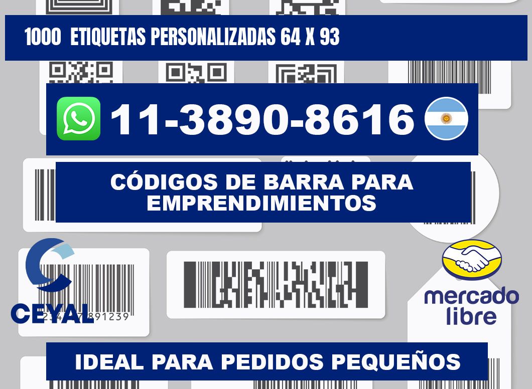 1000  ETIQUETAS PERSONALIZADAS 64 x 93