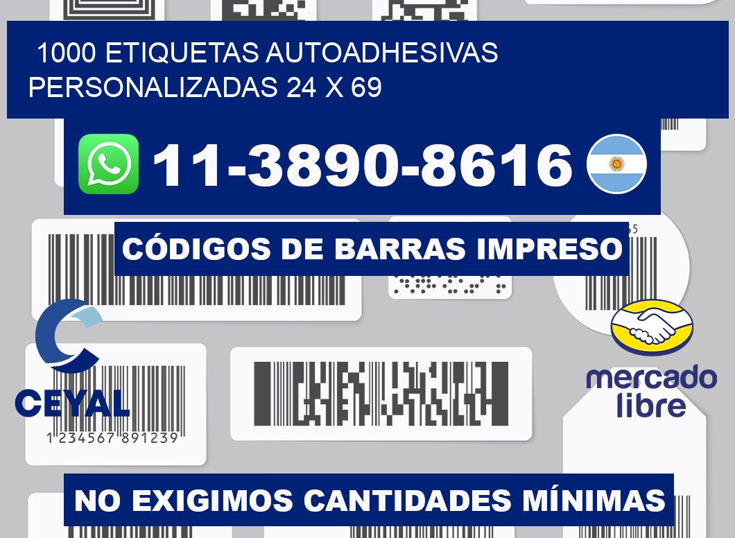 1000 Etiquetas autoadhesivas personalizadas 24 x 69