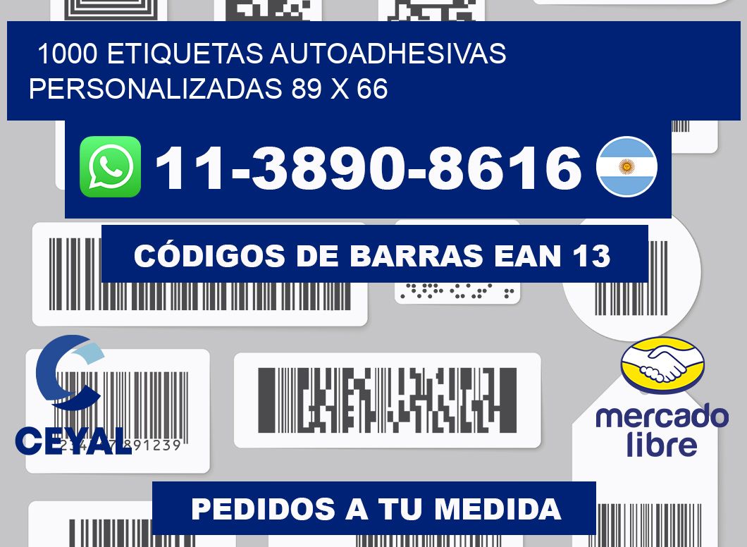 1000 Etiquetas autoadhesivas personalizadas 89 x 66