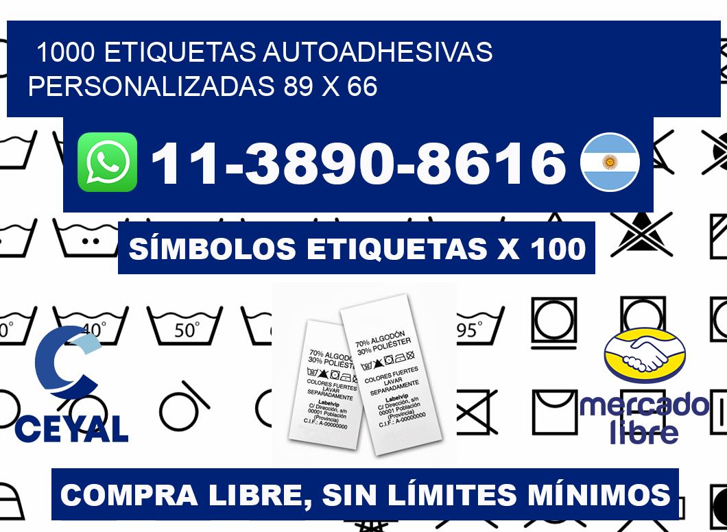 1000 Etiquetas autoadhesivas personalizadas 89 x 66