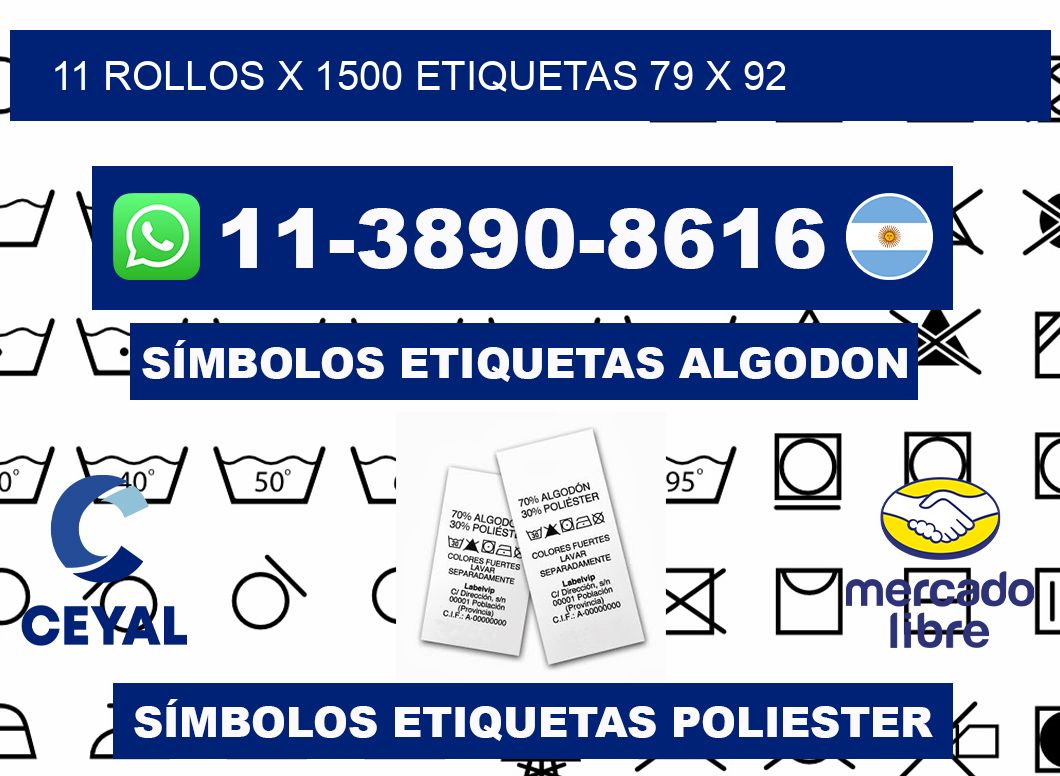 11 rollos x 1500 etiquetas 79 x 92