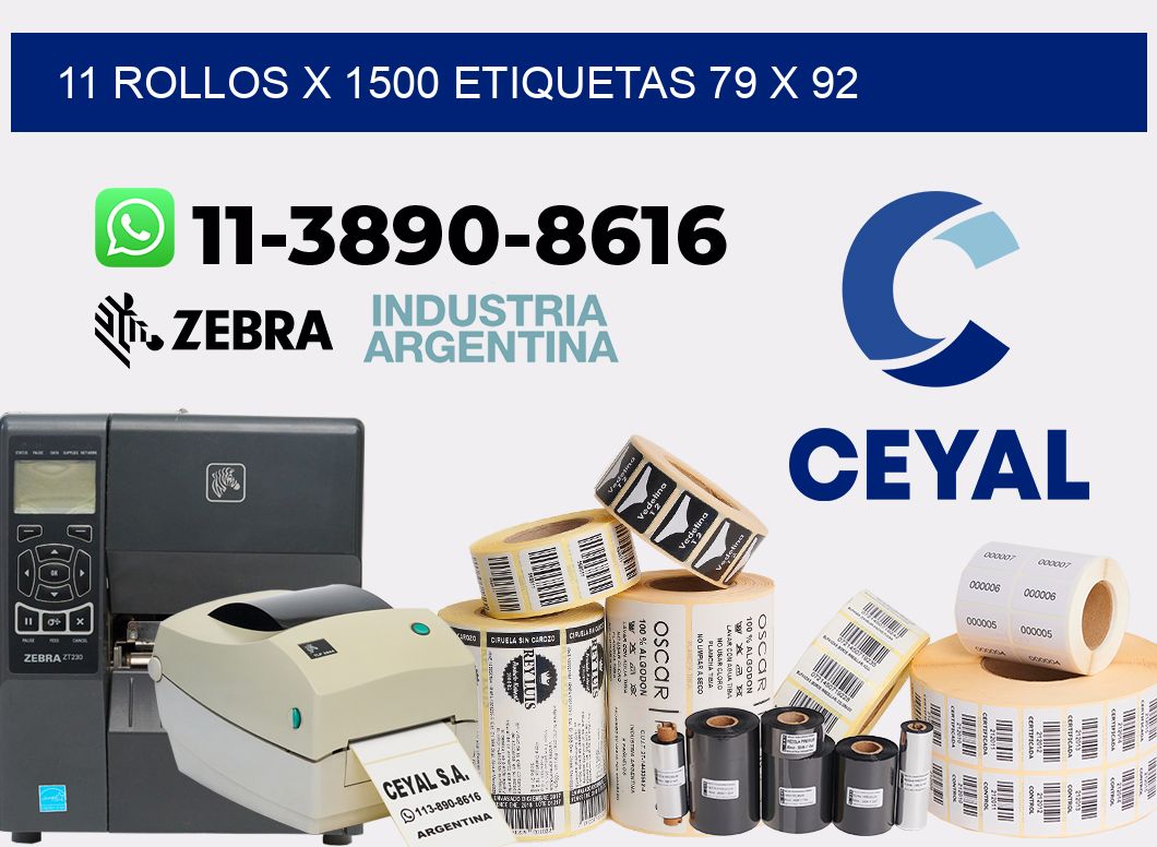 11 rollos x 1500 etiquetas 79 x 92