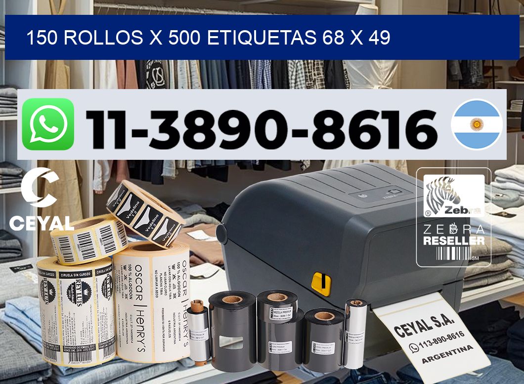 150 rollos x 500 etiquetas 68 x 49