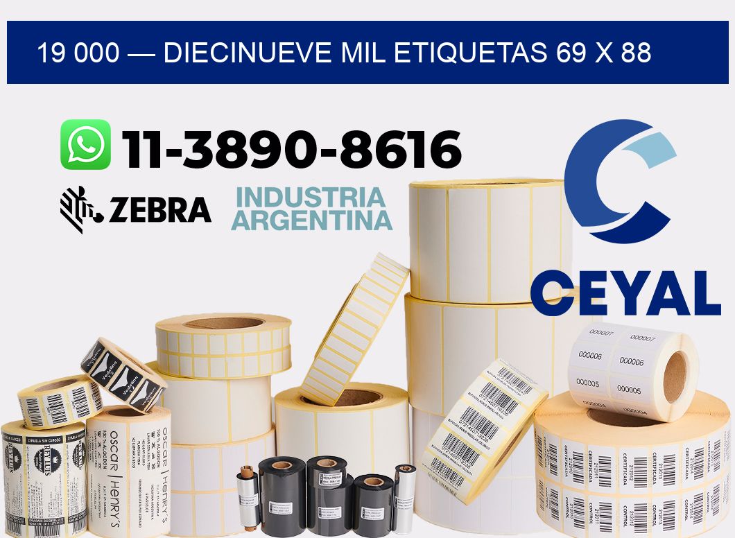 19 000 — diecinueve mil etiquetas 69 x 88