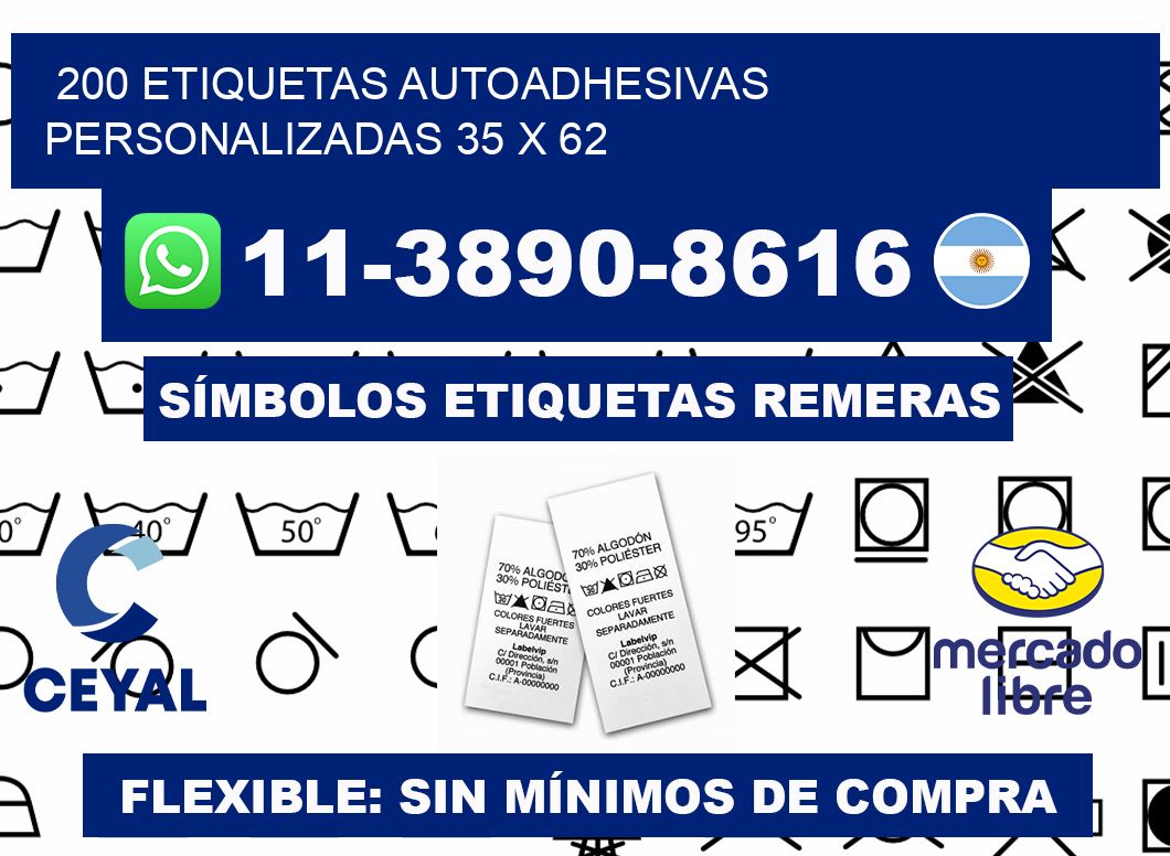 200 Etiquetas autoadhesivas personalizadas 35 x 62