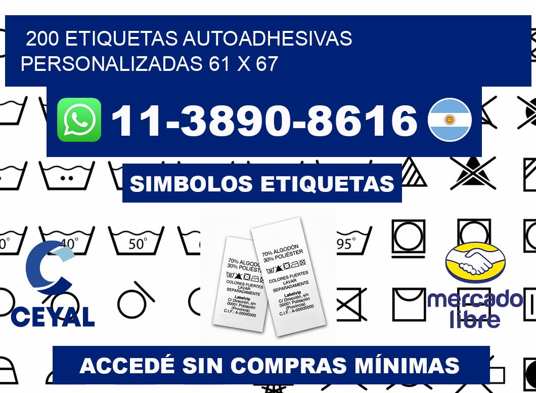200 Etiquetas autoadhesivas personalizadas 61 x 67