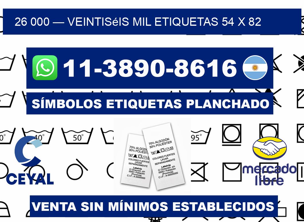 26 000 — veintiséis mil etiquetas 54 x 82