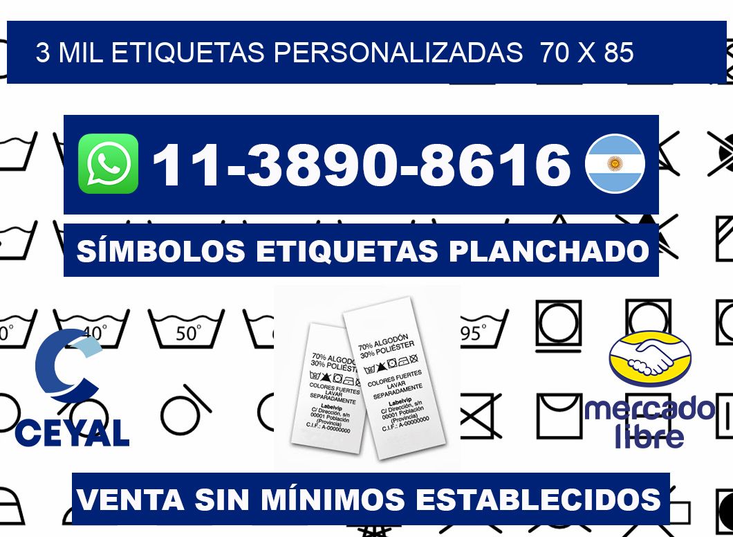 3 mil etiquetas personalizadas 70 x 85