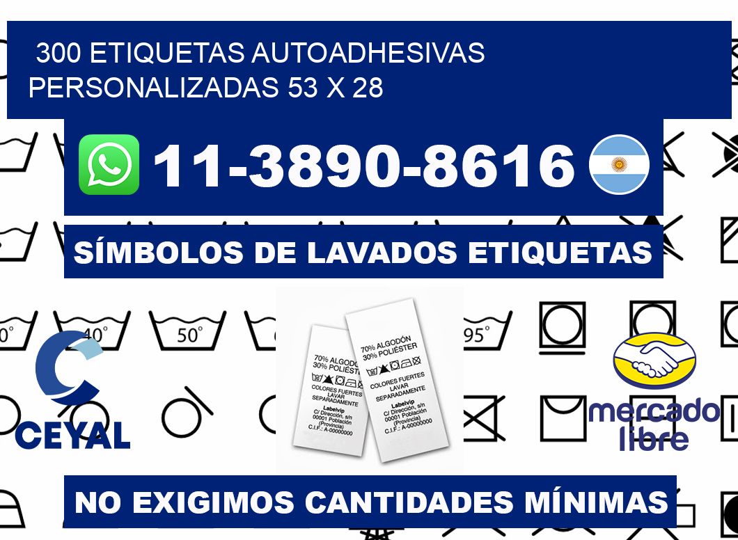 300 Etiquetas autoadhesivas personalizadas 53 x 28