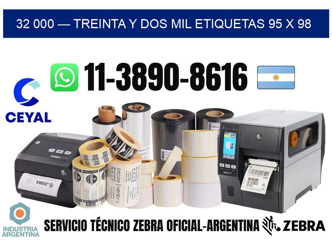 32 000 — treinta y dos mil etiquetas 95 x 98