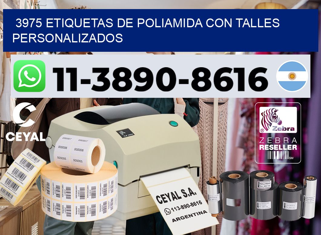 3975 Etiquetas de poliamida con talles personalizados