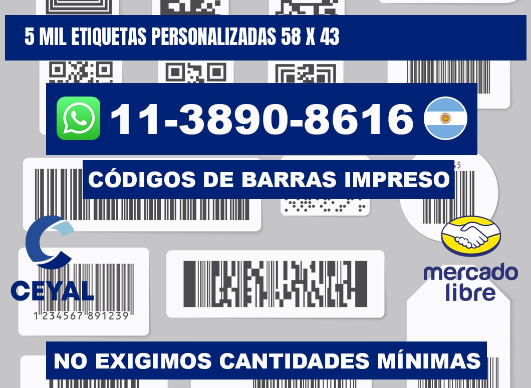 5 mil etiquetas personalizadas 58 x 43