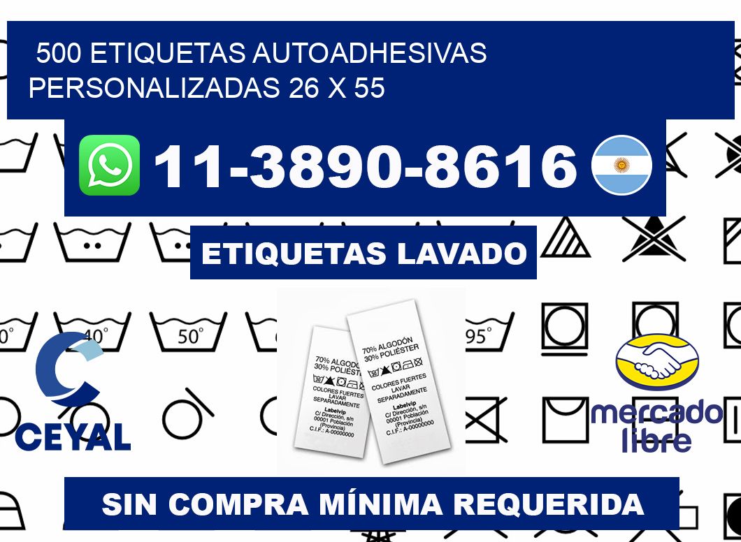 500 Etiquetas autoadhesivas personalizadas 26 x 55