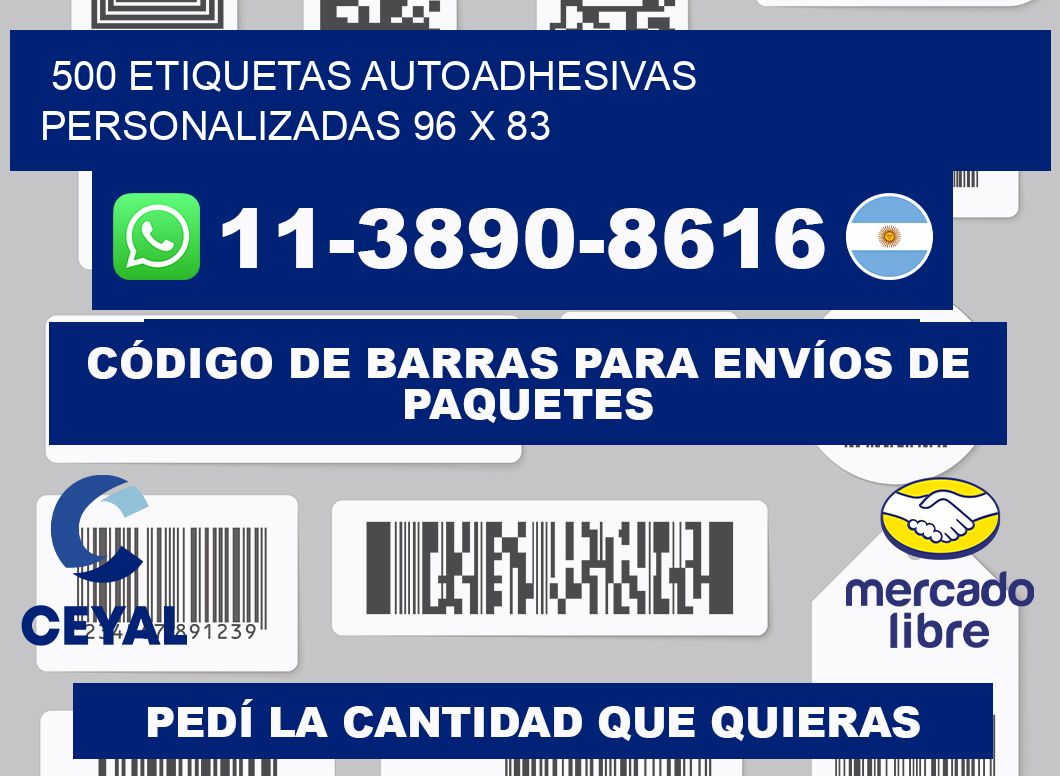 500 Etiquetas autoadhesivas personalizadas 96 x 83