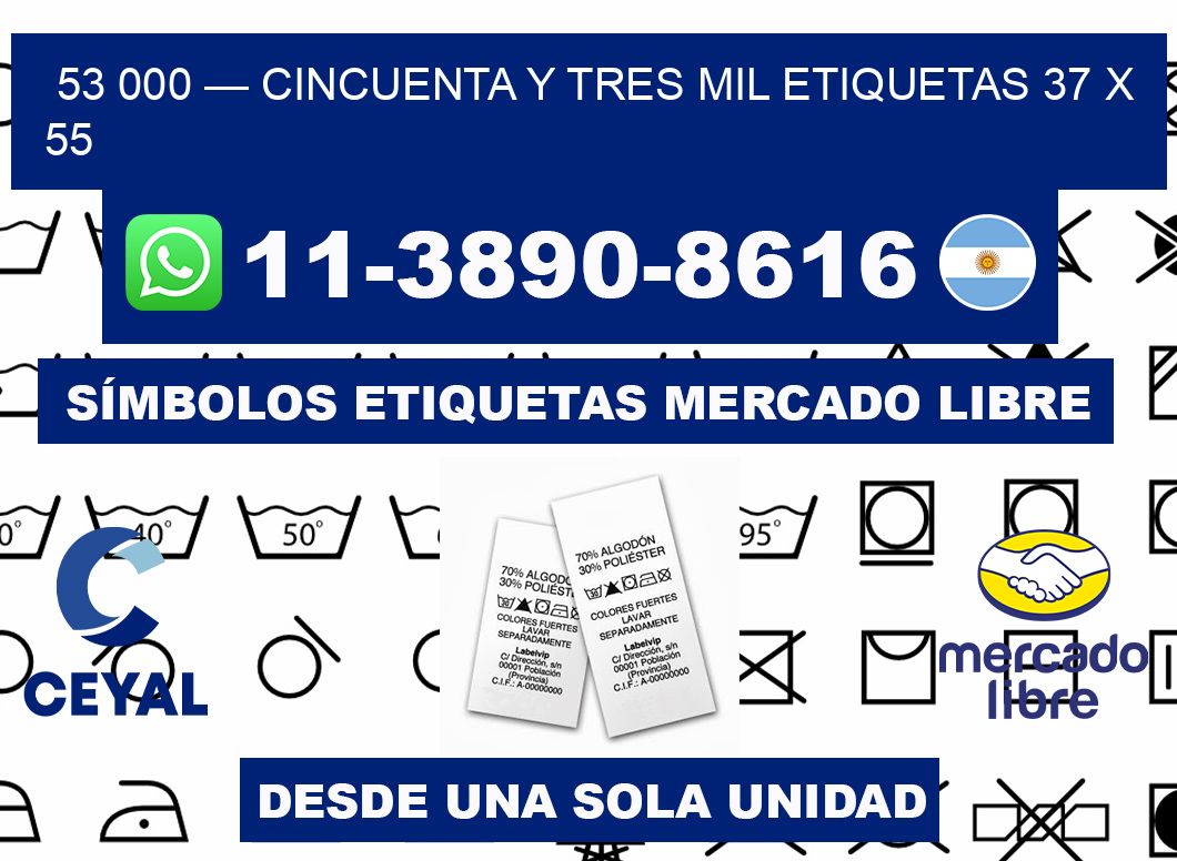 53 000 — cincuenta y tres mil etiquetas 37 x 55