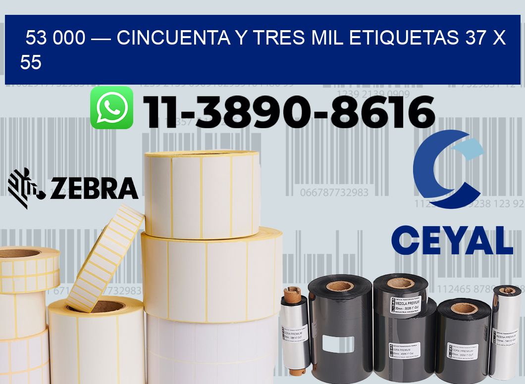 53 000 — cincuenta y tres mil etiquetas 37 x 55