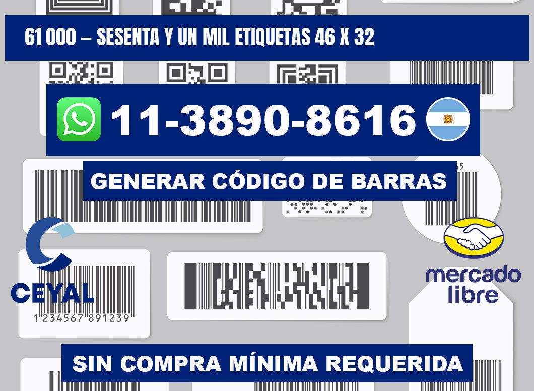 61 000 — sesenta y un mil etiquetas 46 x 32