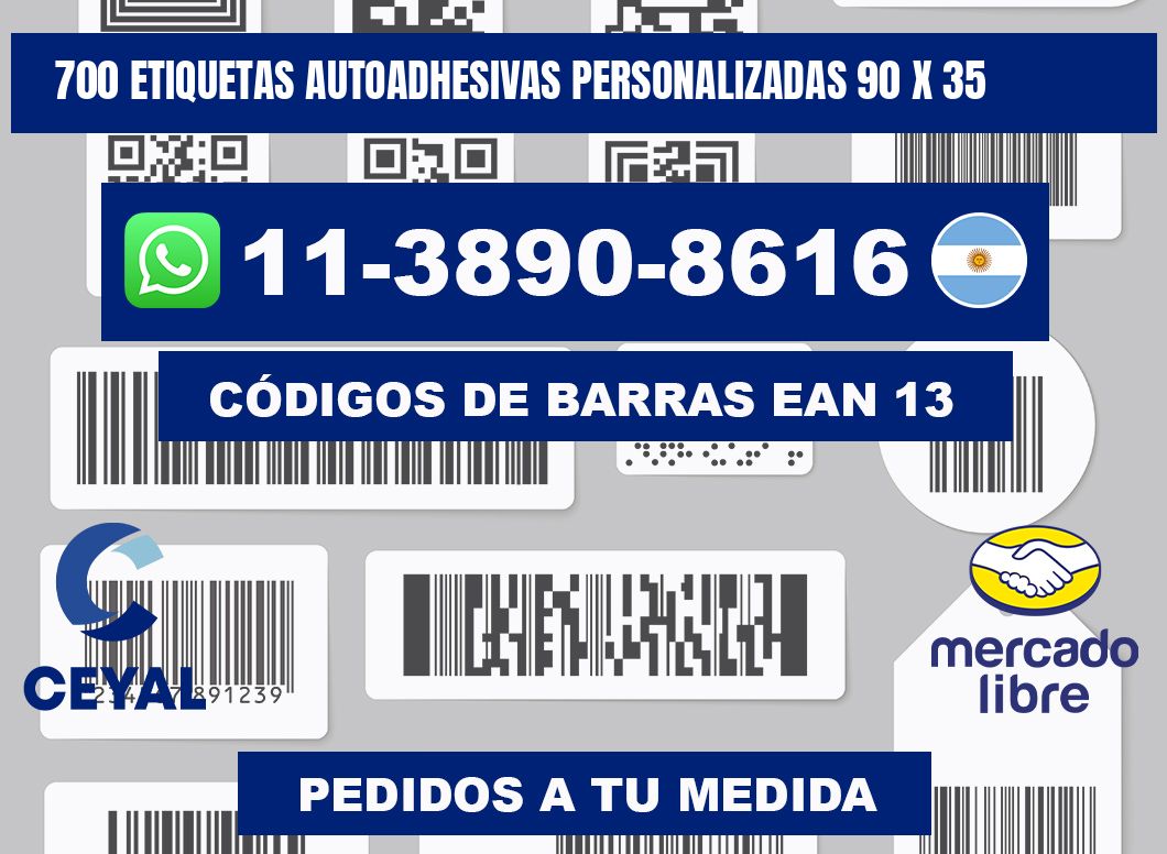 700 Etiquetas autoadhesivas personalizadas 90 x 35
